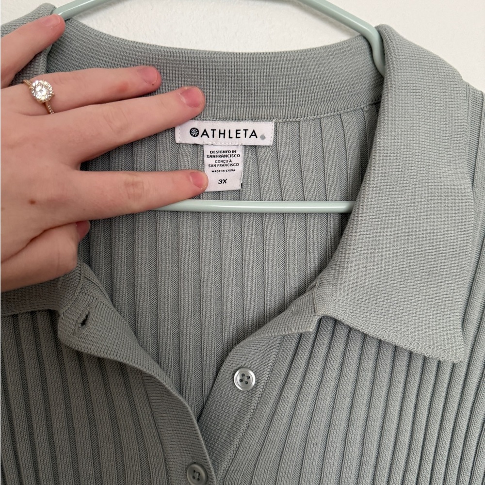 Athleta Ribbed Long Sleeve Polo Sweater - Picture 4 of 5